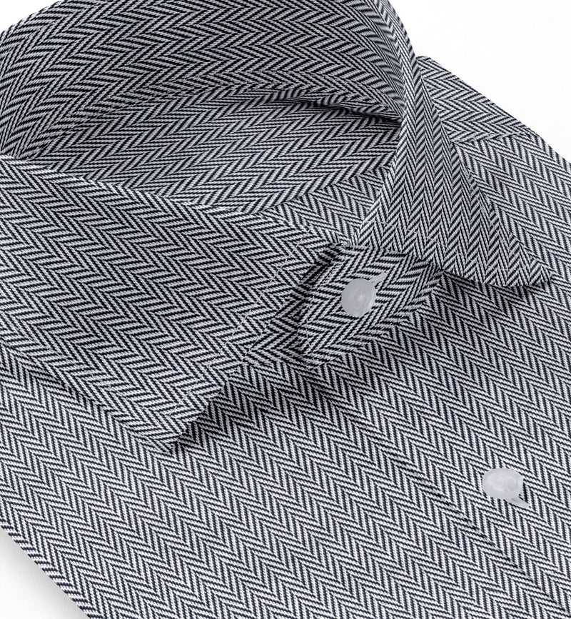 Image of a Navy-Blue Knit Herringbone Giza Cotton Shirting Fabric