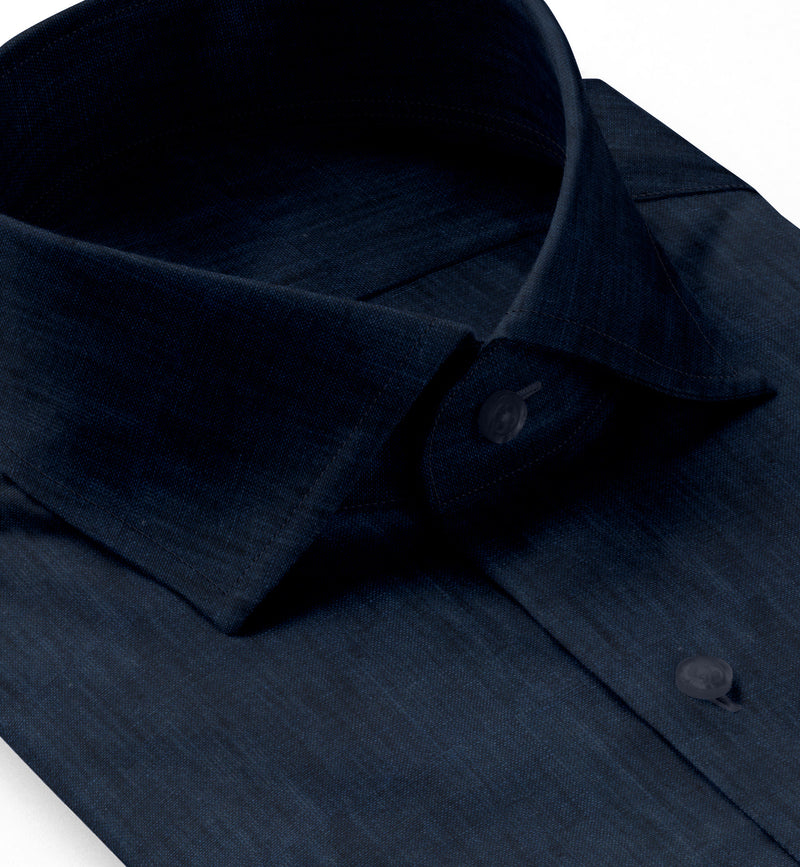 Image of a Navy-Blue Oxford Solids Linen Shirting Fabric