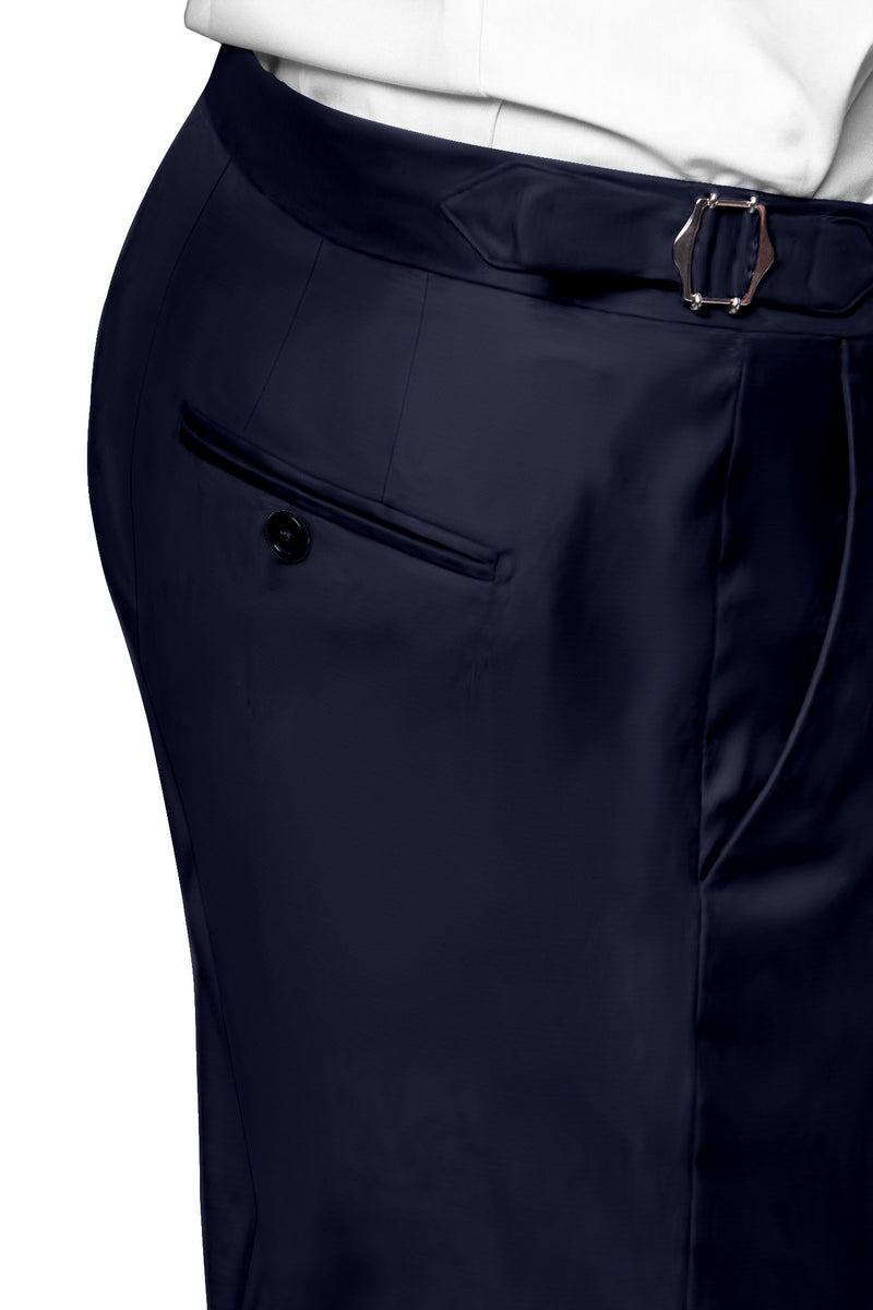 Image of a Navy-Blue Poplin Solids Cotton Stretch Chinos Fabric