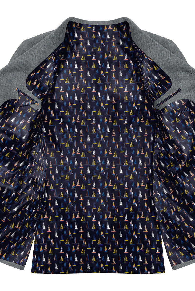 Image of a Navy-Blue Satin Prints Poly Viscose Lining Fabric