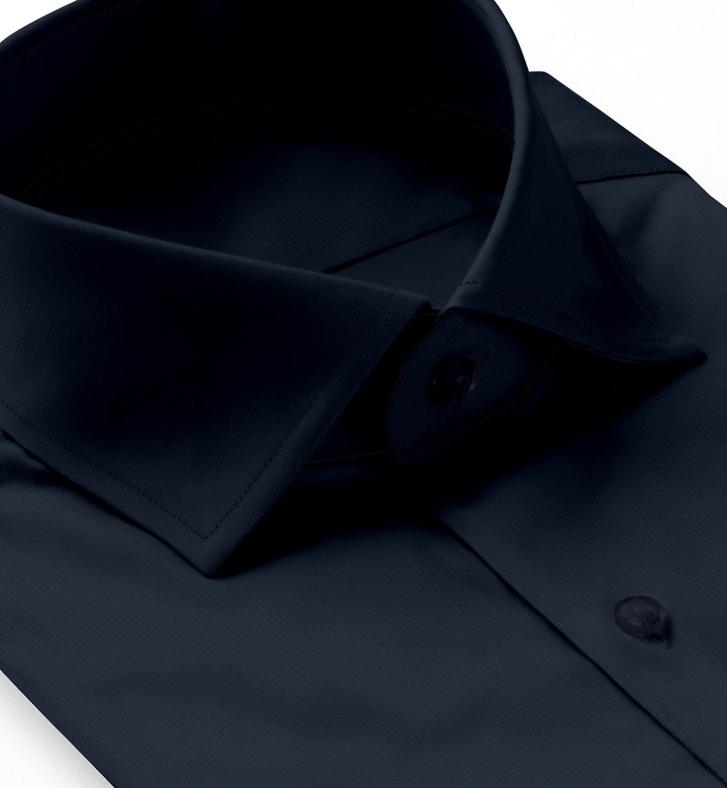 Image of a Navy-Blue Satin Solids Cotton Stretch Shirting Fabric