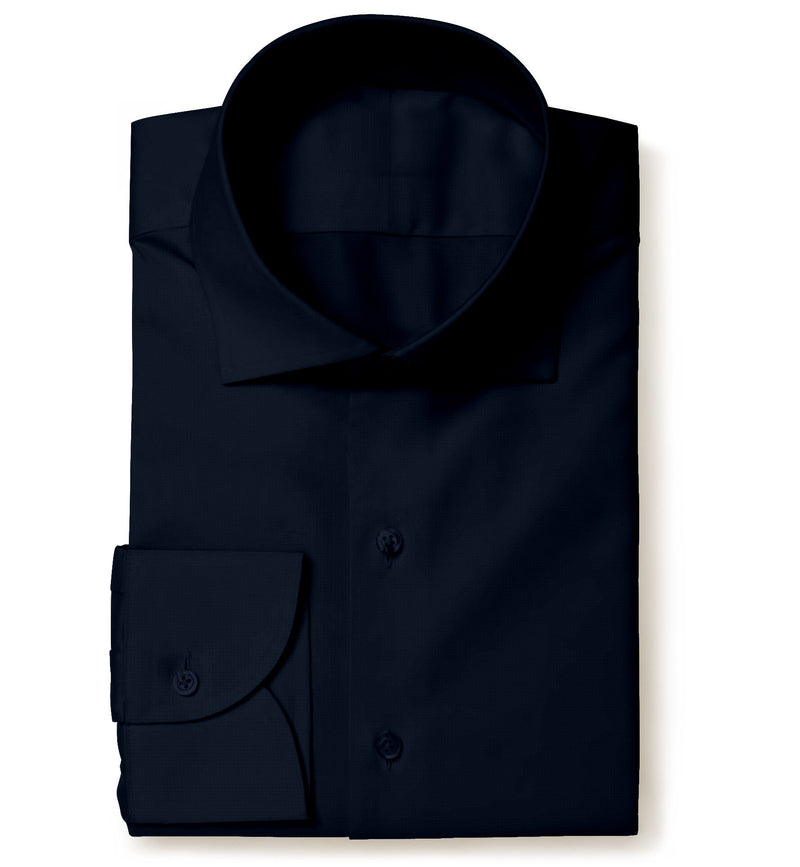 Image of a Navy-Blue Satin Solids Cotton Stretch Shirting Fabric