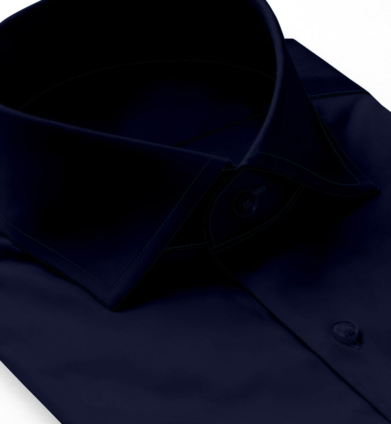 Image of a Navy-Blue Twill Solids Cotton Stretch Shirting Fabric