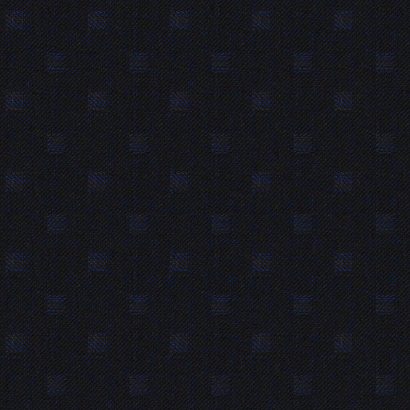 Image of a Navy-Blue Worsted Checks Merino Wool Pants Fabric