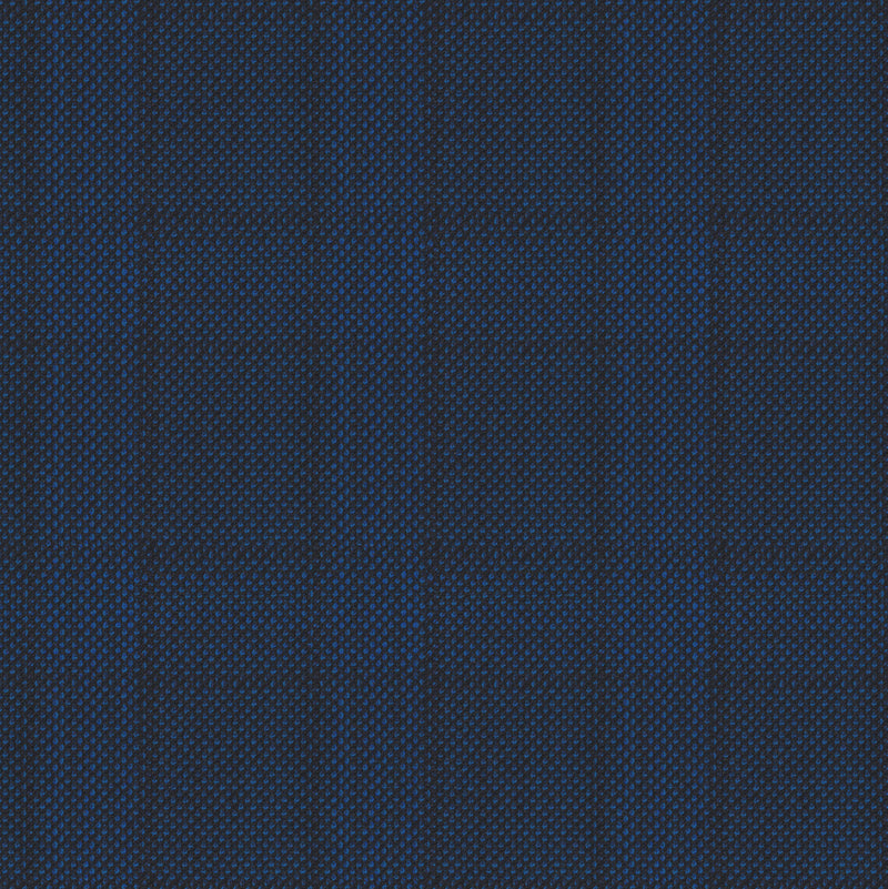 Image of a Navy-Blue Worsted Checks Merino Wool Pants Fabric