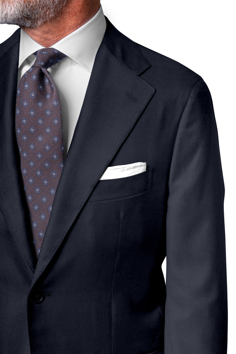 Image of a Navy-Blue Worsted Sharkskin Merino Wool Blazers Fabric