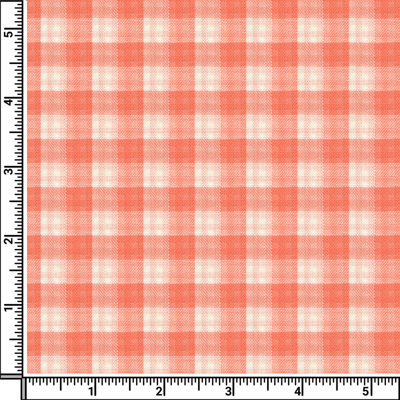 Image of a Orange & White Oxford Checks Cotton Linen Blend Shirting Fabric