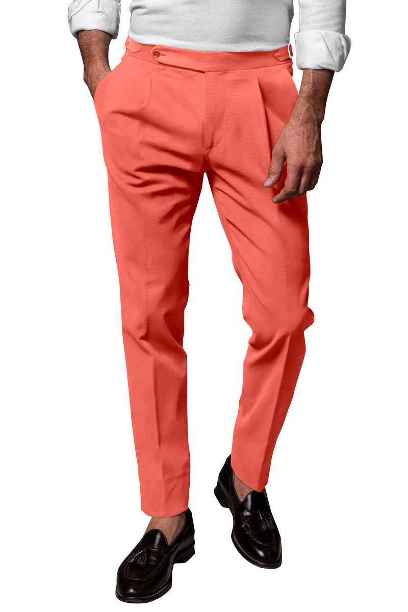 Image of a Peach Poplin Solids Cotton Stretch Chinos Fabric