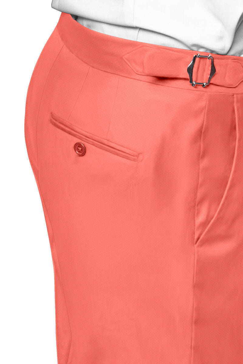 Image of a Peach Poplin Solids Cotton Stretch Chinos Fabric