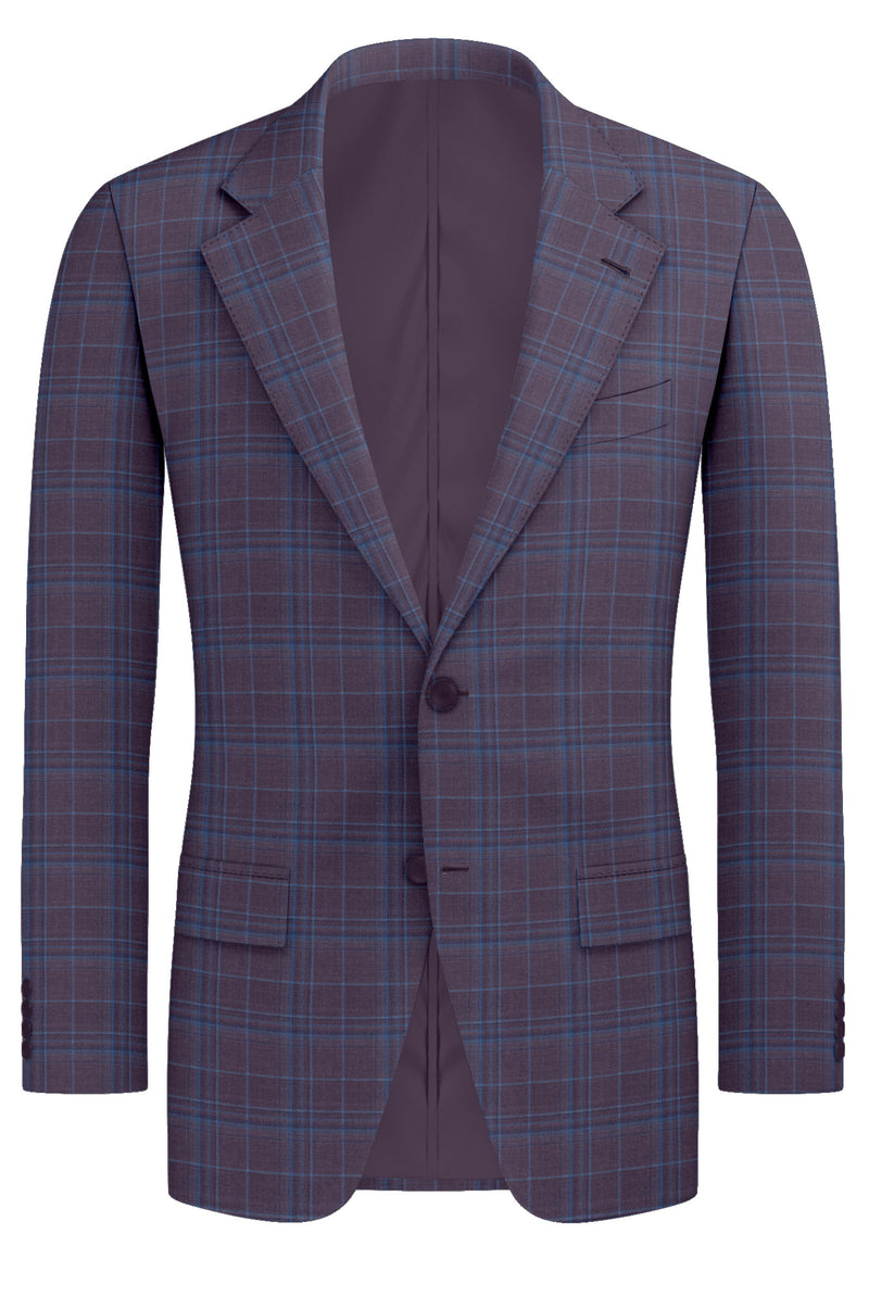 Image of a Pink & Blue Worsted Checks Merino Wool Blazers Fabric