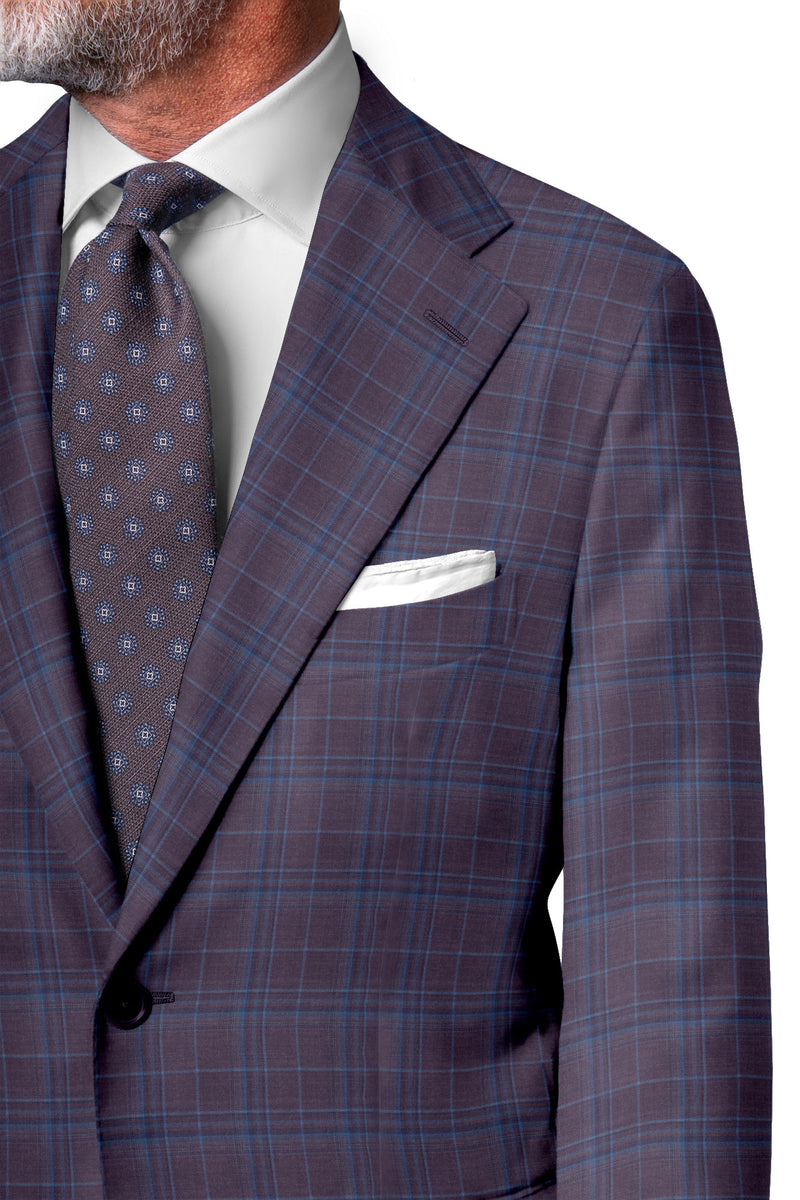 Image of a Pink & Blue Worsted Checks Merino Wool Blazers Fabric