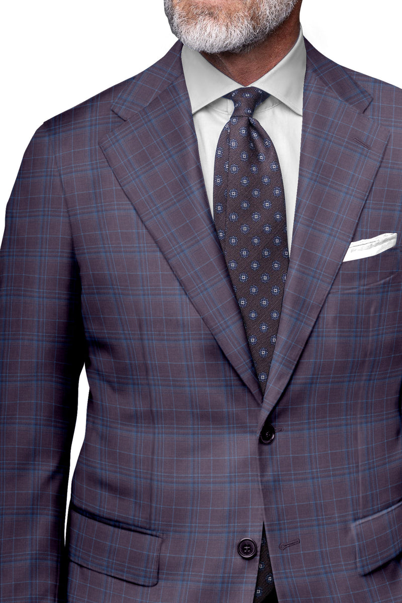 Image of a Pink & Blue Worsted Checks Merino Wool Blazers Fabric