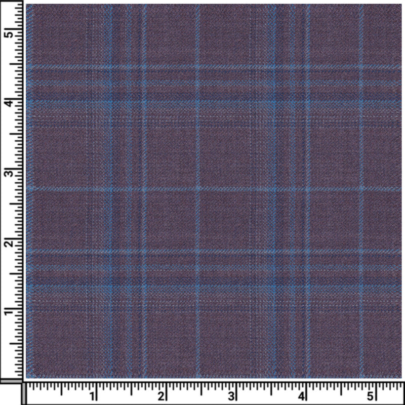 Image of a Pink & Blue Worsted Checks Merino Wool Suiting Fabric