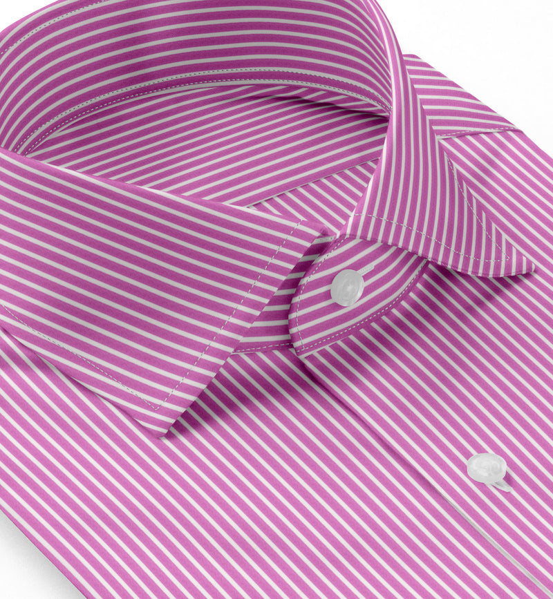 Image of a Pink & White Poplin Stripes Giza Cotton Shirting Fabric