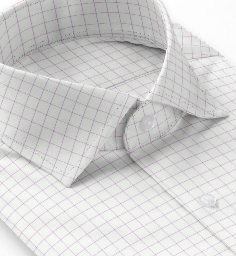 Image of a Pink & White Twill Checks Giza Cotton Shirting Fabric