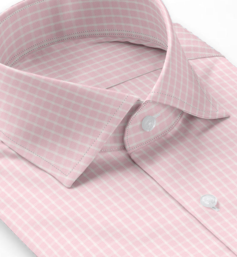 Image of a Pink & White Twill Checks Giza Cotton Shirting Fabric