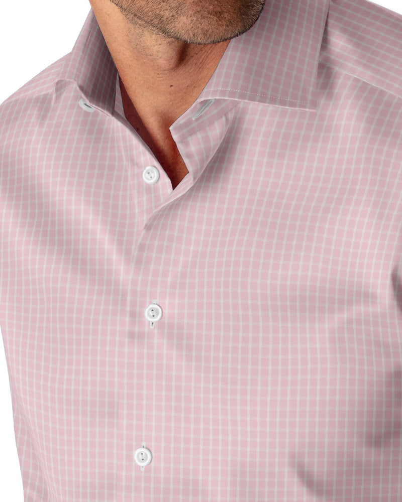 Image of a Pink & White Twill Checks Giza Cotton Shirting Fabric