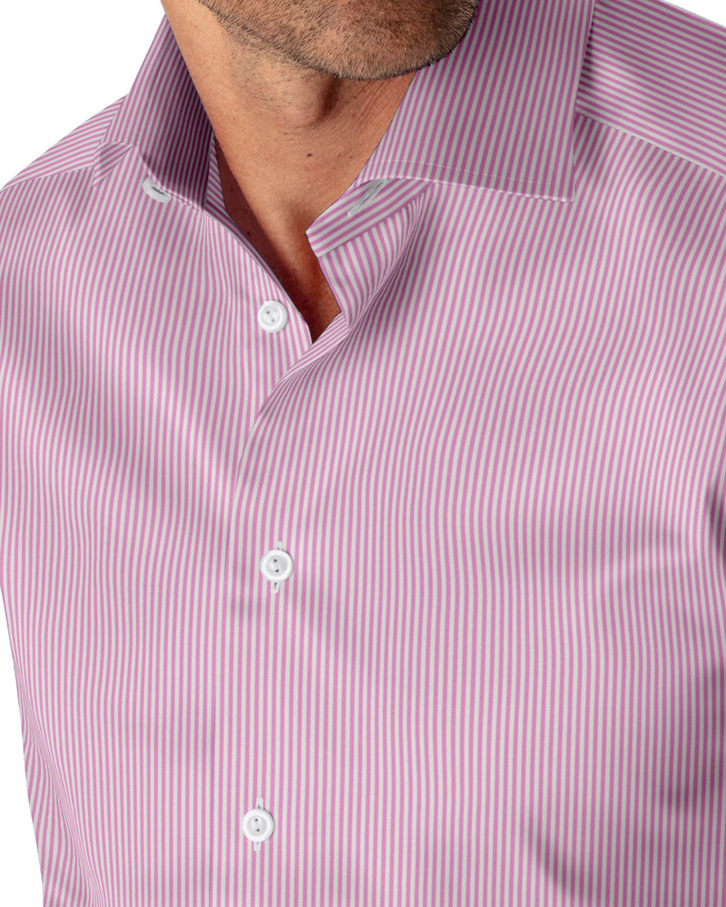 Image of a Pink & White Twill Stripes Giza Cotton Shirting Fabric