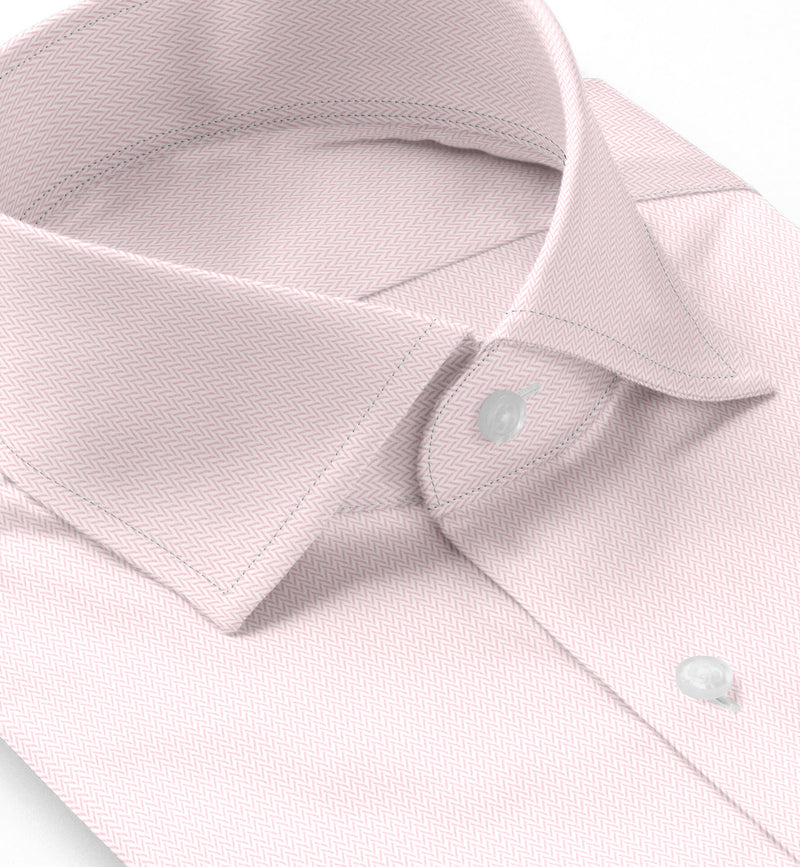 Image of a Pink Herringbone Micropattern Giza Cotton Shirting Fabric