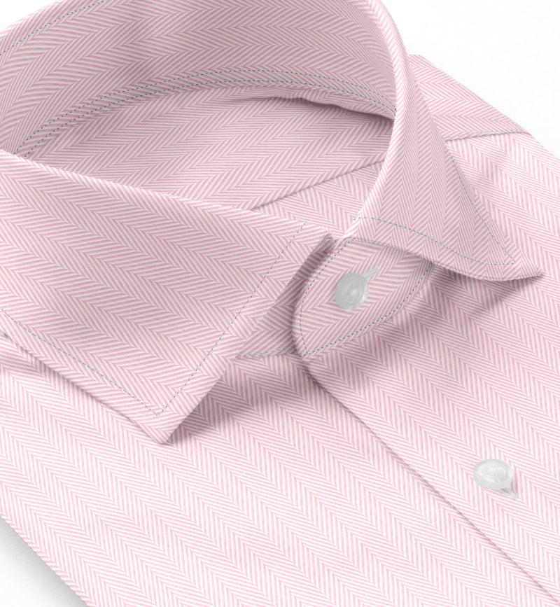 Image of a Pink Herringbone Micropattern Giza Cotton Shirting Fabric