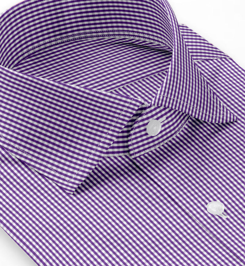 Image of a Purple & White Twill Checks Giza Cotton Shirting Fabric