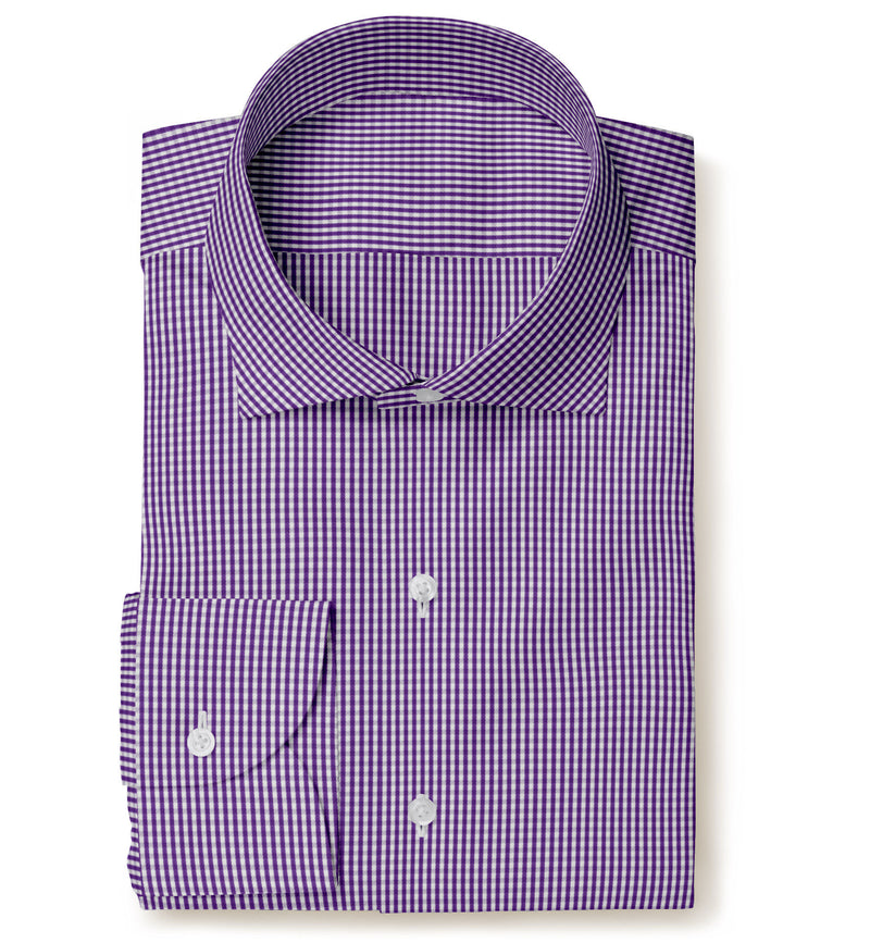 Image of a Purple & White Twill Checks Giza Cotton Shirting Fabric