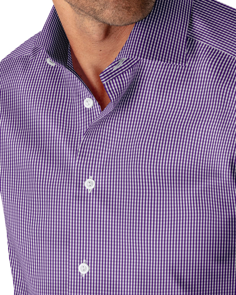 Image of a Purple & White Twill Checks Giza Cotton Shirting Fabric