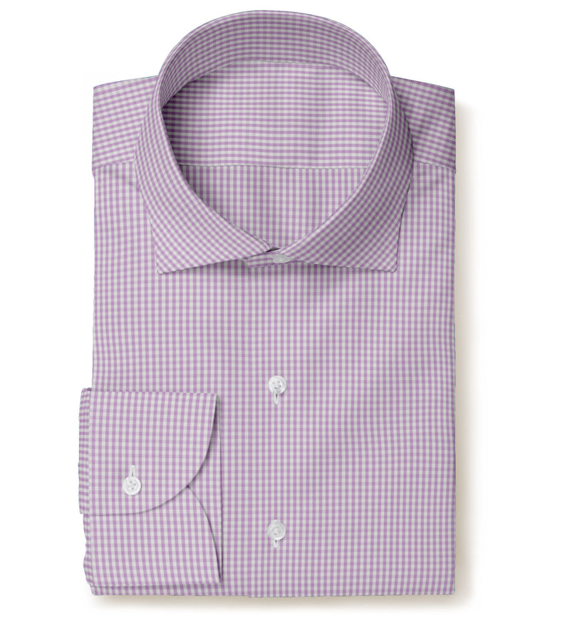 Image of a Purple Poplin Checks Giza Cotton Shirting Fabric