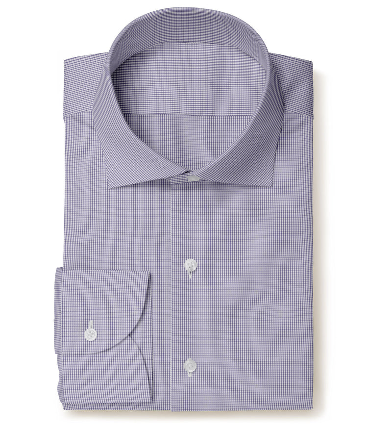 Image of a Purple Twill Checks Giza Cotton Shirting Fabric