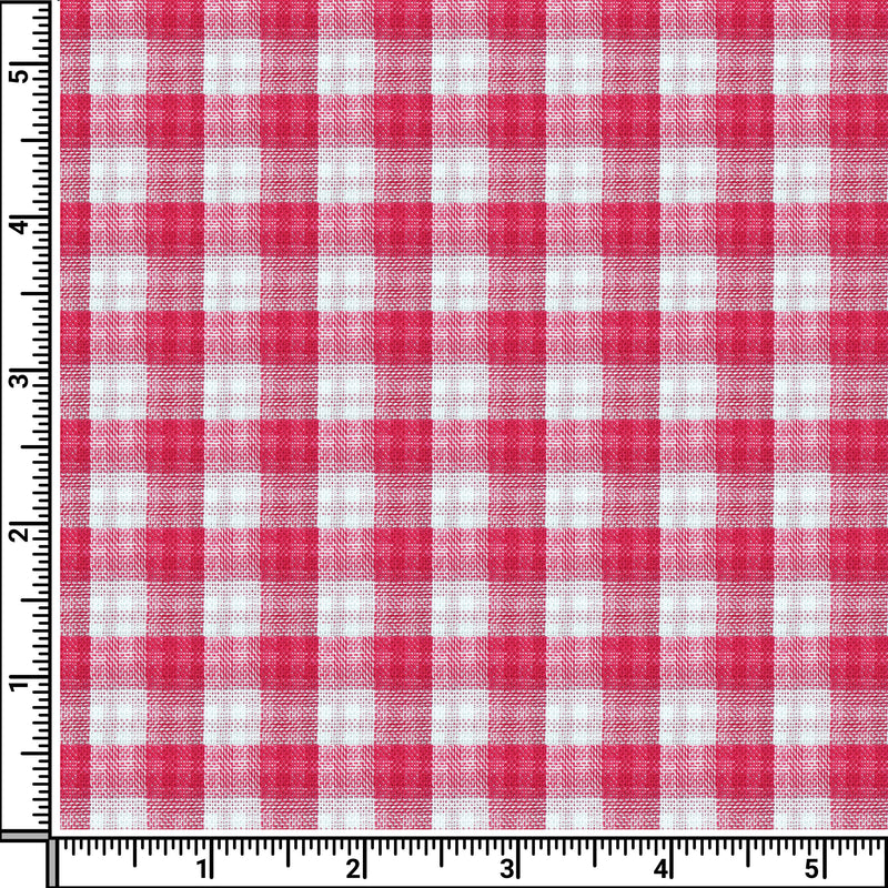 Image of a Red & White Oxford Checks Cotton Linen Blend Shirting Fabric