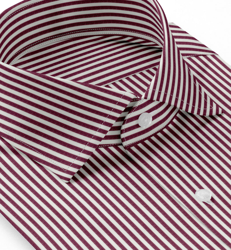 Image of a Red & White Poplin Stripes Giza Cotton Shirting Fabric