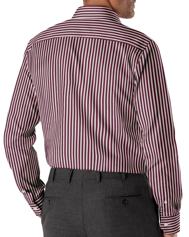 Image of a Red & White Poplin Stripes Giza Cotton Shirting Fabric