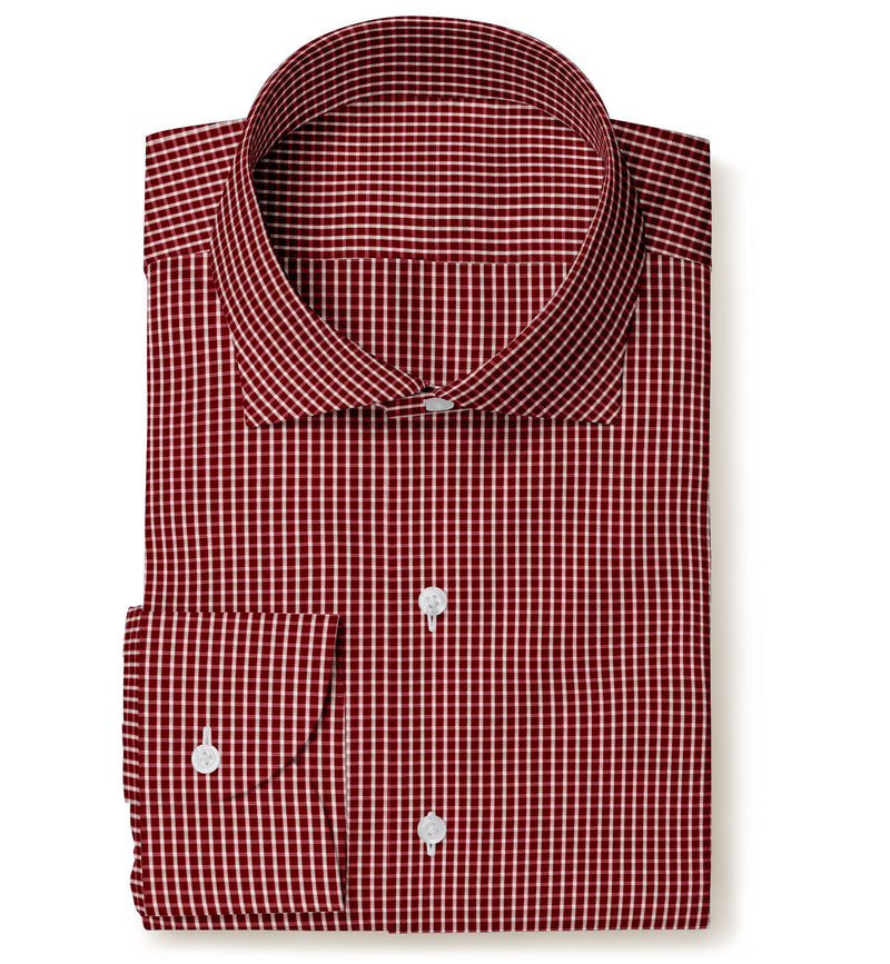 Image of a Red & White Twill Checks Giza Cotton Shirting Fabric