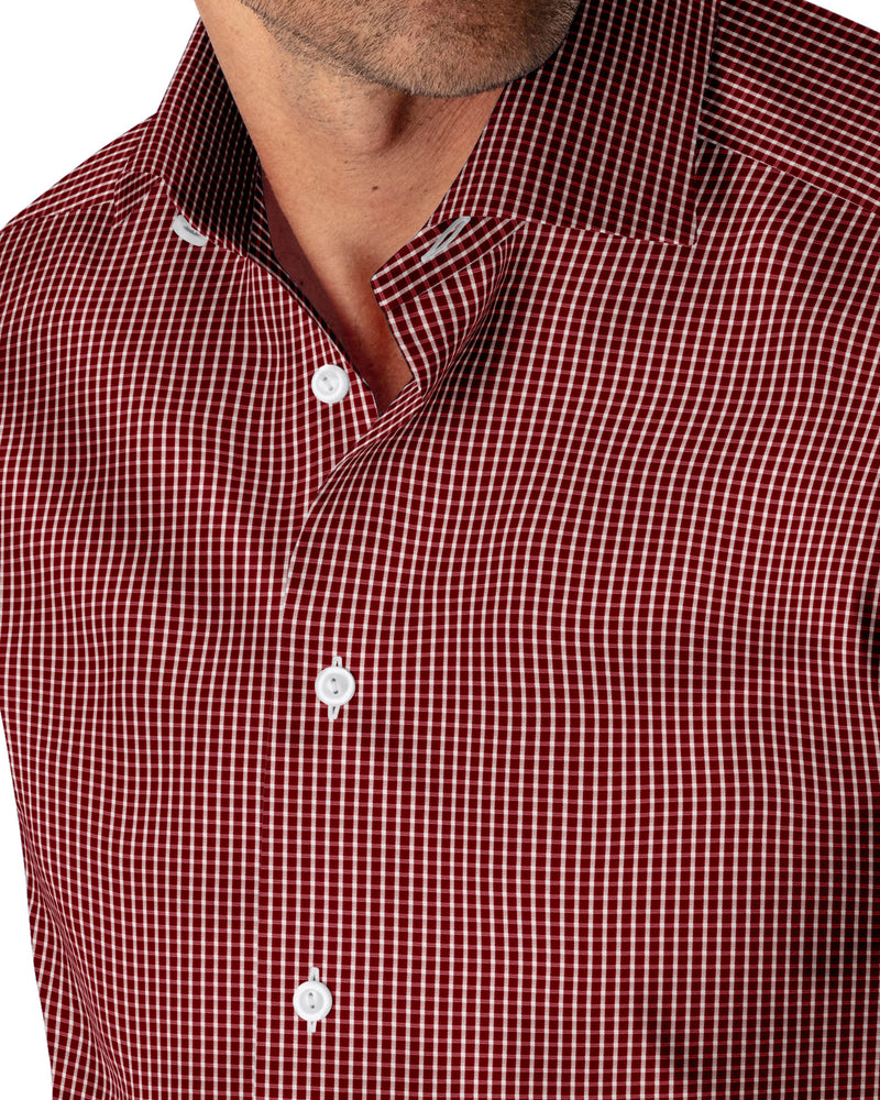 Image of a Red & White Twill Checks Giza Cotton Shirting Fabric