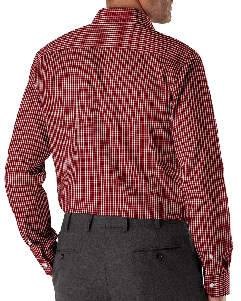 Image of a Red & White Twill Checks Giza Cotton Shirting Fabric