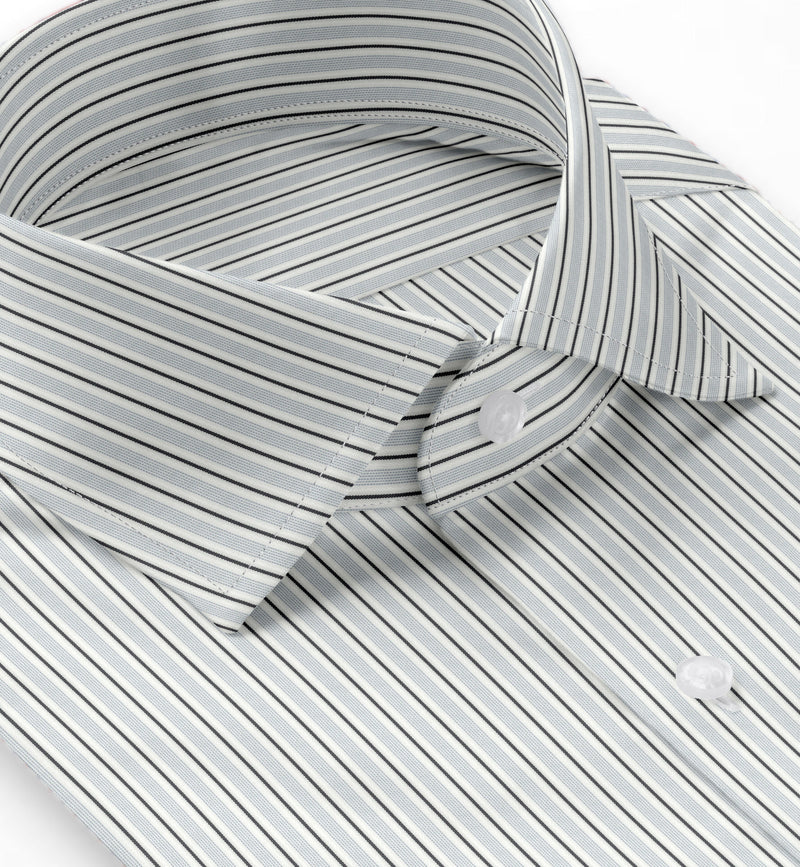 Image of a Silver Dobby Stripes Giza Cotton Shirting Fabric