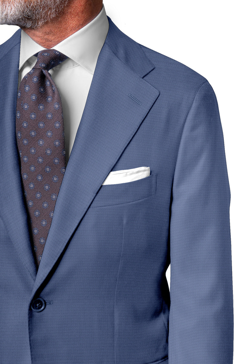 Image of a Sky-Blue Worsted Twill Wool Stretch Blazers Fabric