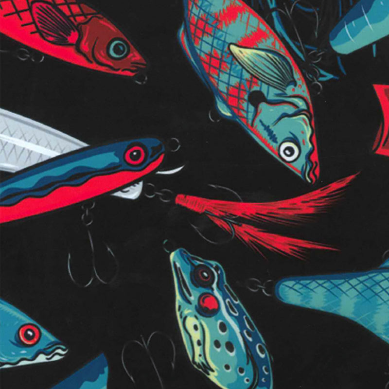 Image of a Turquoise & Black Satin Prints Poly Viscose Lining Fabric