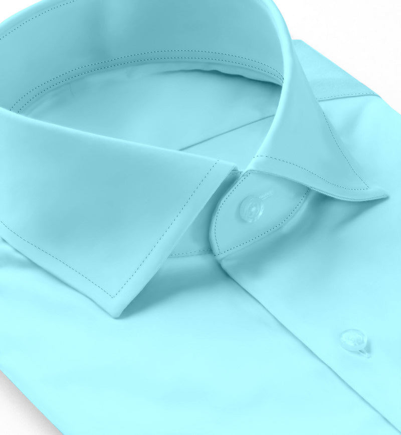 Image of a Turquoise Twill Solids Cotton Stretch Shirting Fabric