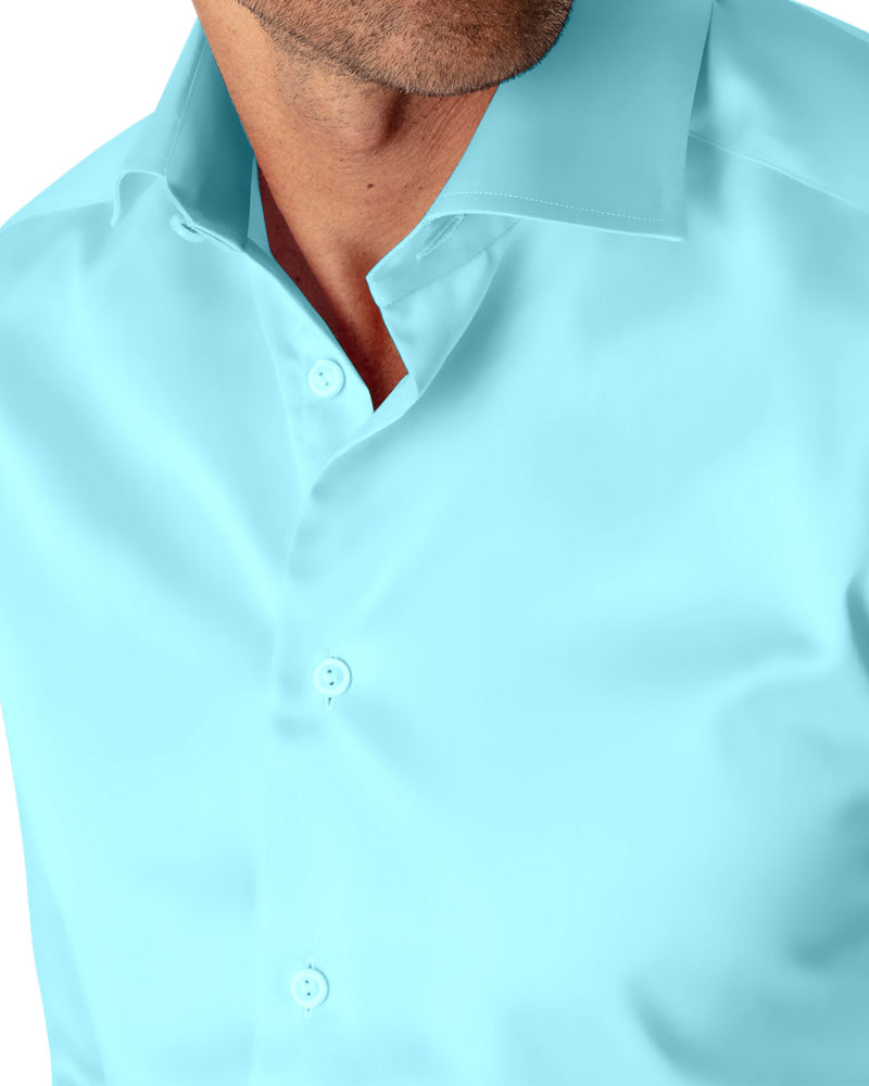 Image of a Turquoise Twill Solids Cotton Stretch Shirting Fabric