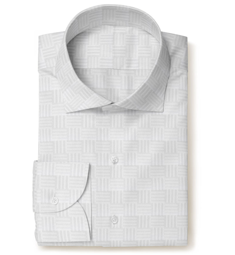 Image of a White Dobby Checks Giza Cotton Shirting Fabric