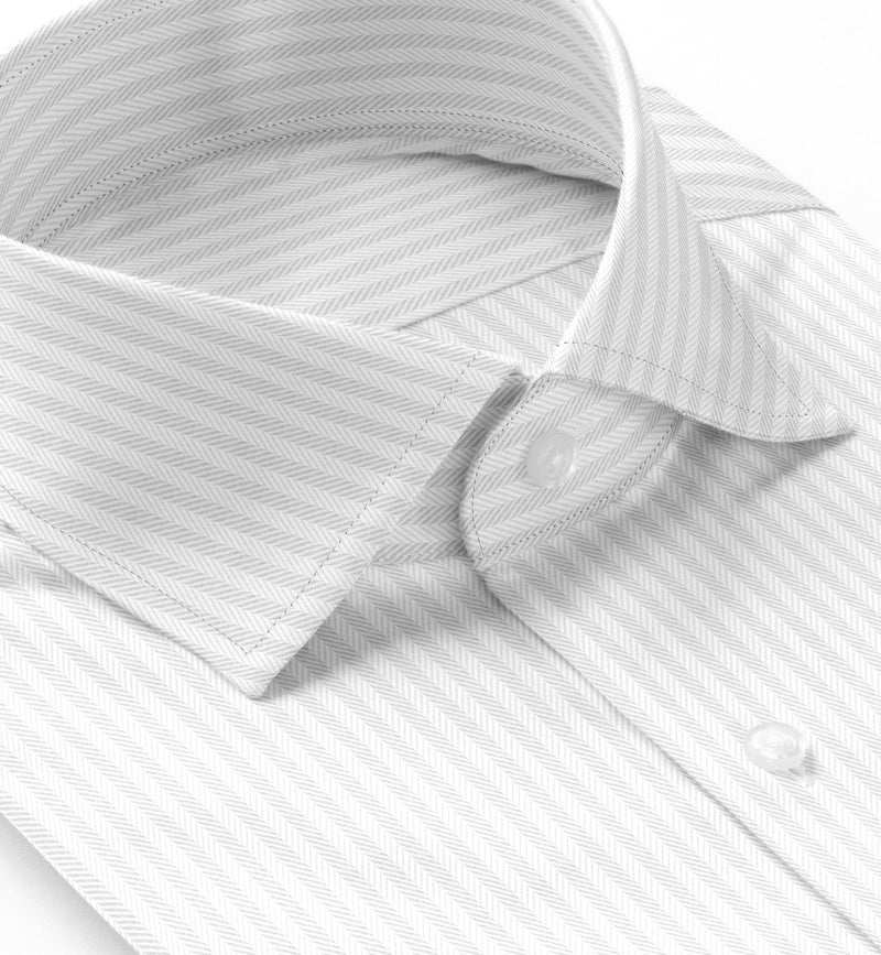 Image of a White Herringbone Stripes Giza Cotton Shirting Fabric