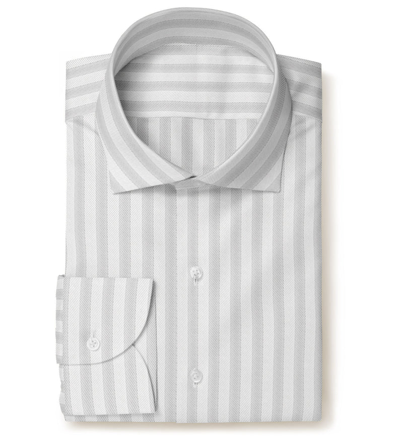 Image of a White Herringbone Stripes Giza Cotton Shirting Fabric