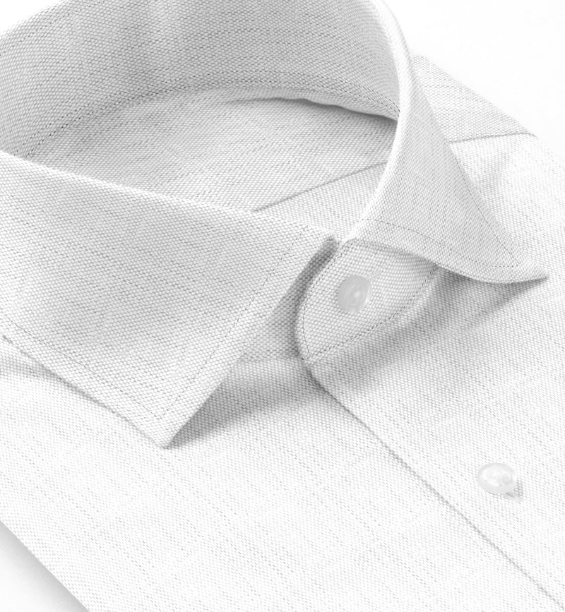 Image of a White Oxford Micropattern Cotton Linen Blend Shirting Fabric