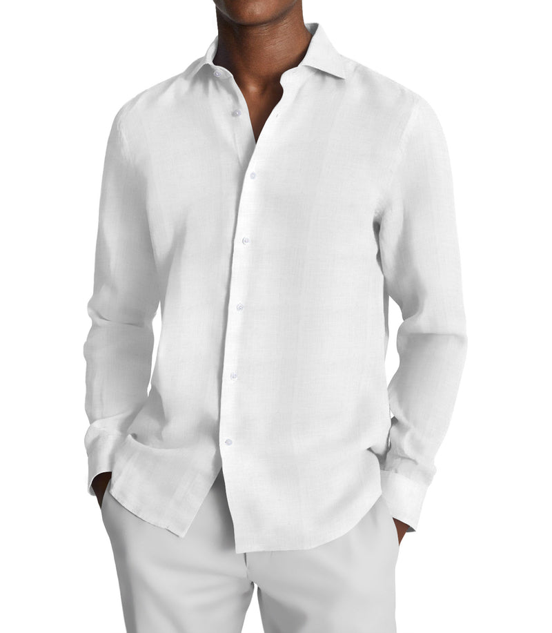 Image of a White Oxford Solids Linen Shirting Fabric