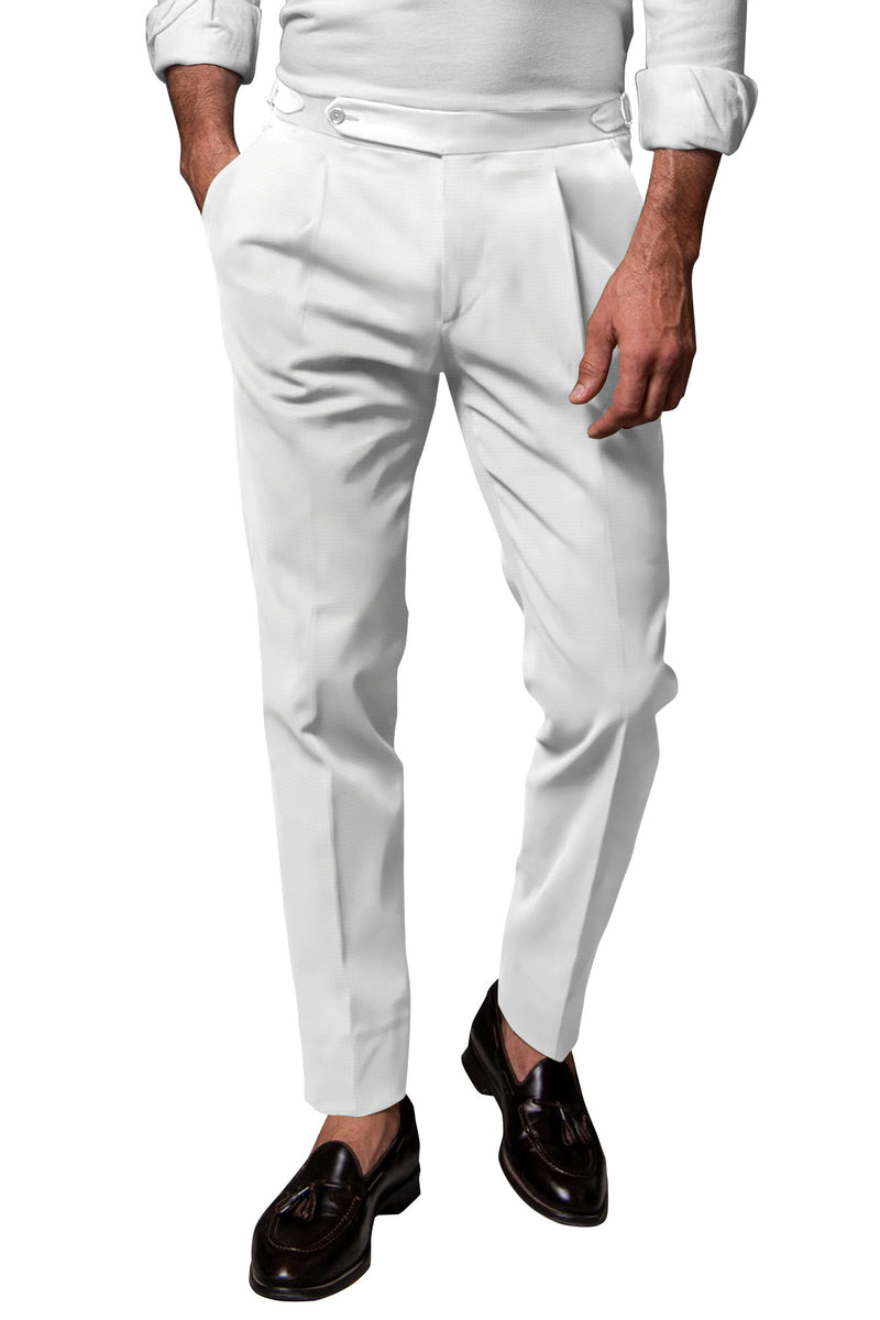 Image of a White Poplin Solids Cotton Stretch Chinos Fabric