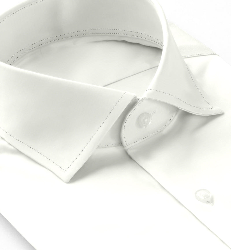 Image of a White Poplin Solids Cotton Stretch Shirting Fabric