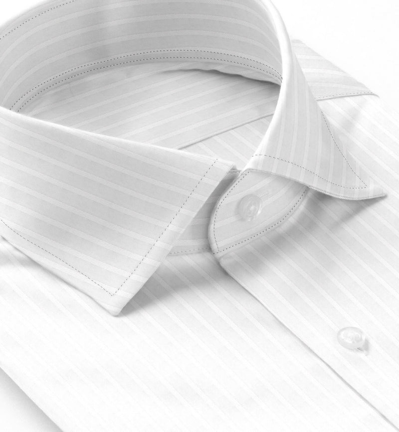 Image of a White Poplin Stripes Giza Cotton Shirting Fabric