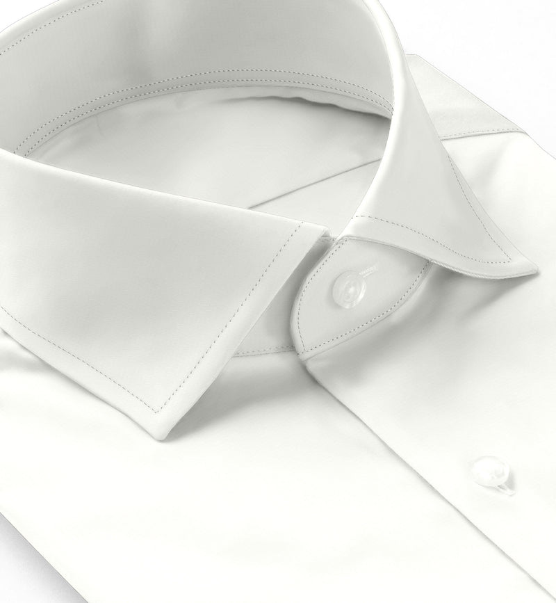 Image of a White Satin Solids Cotton Stretch Shirting Fabric