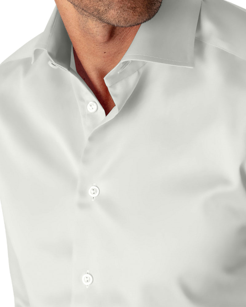 Image of a White Satin Solids Cotton Stretch Shirting Fabric